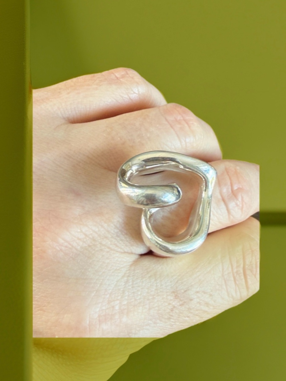 Elegant Huge Thick Heart Shape Ring so beautiful Oxidized Sterling Silver .925